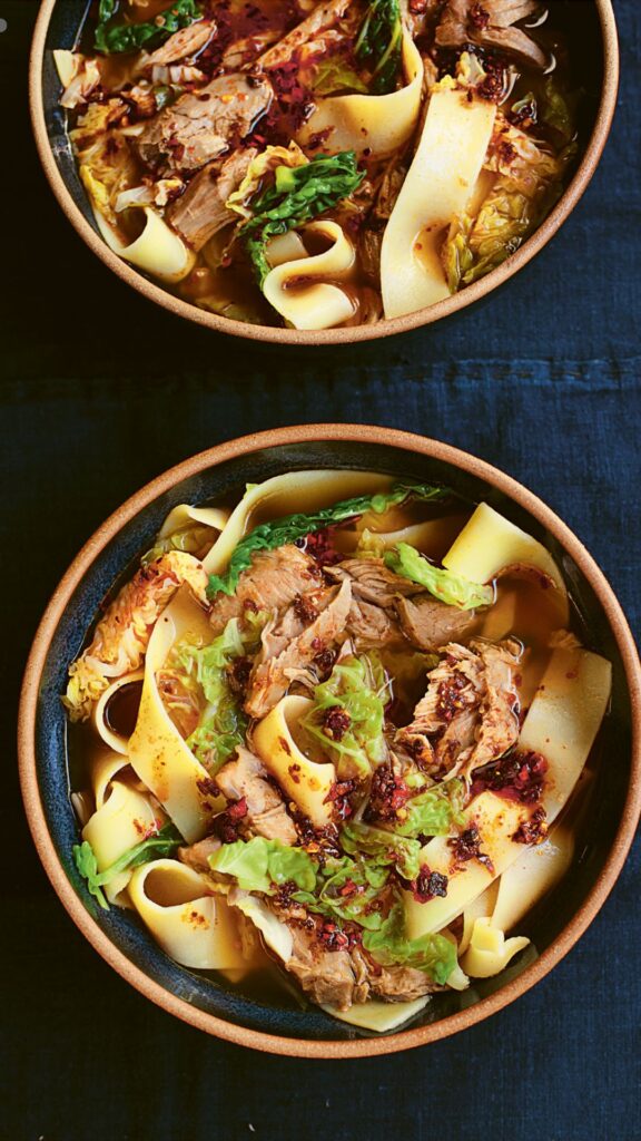 Nigella Wide Noodles with Lamb Shank in Aromatic Broth