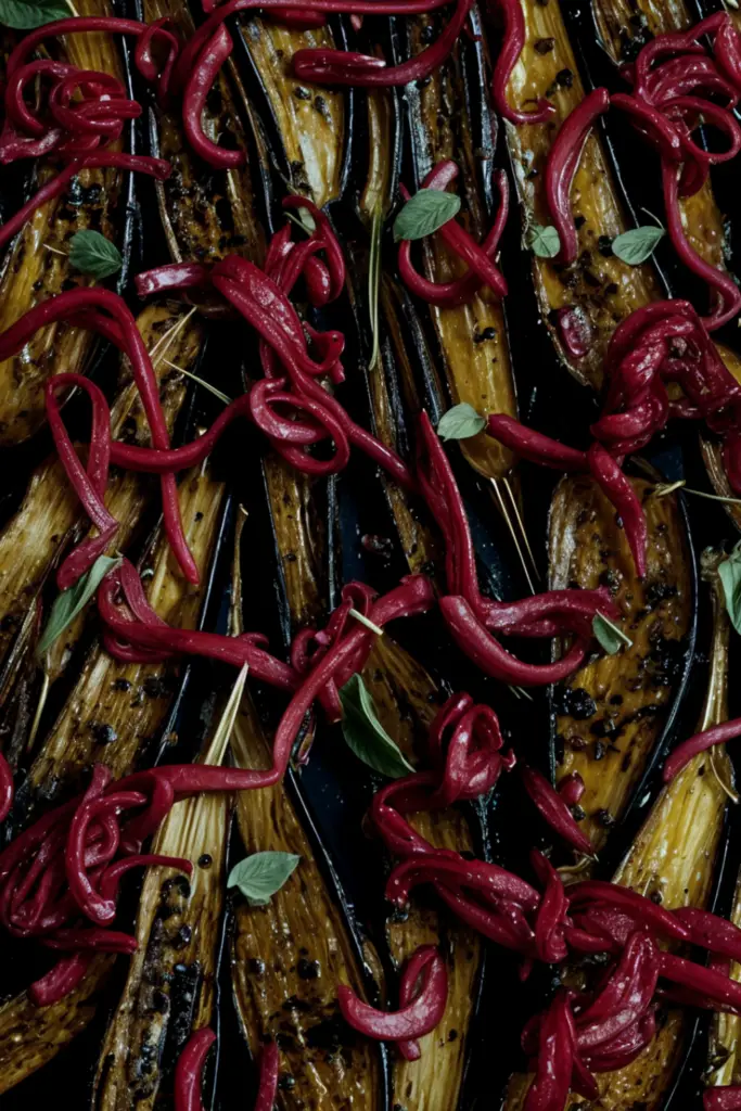 Baby Aubergines With Oregano & Red Onion