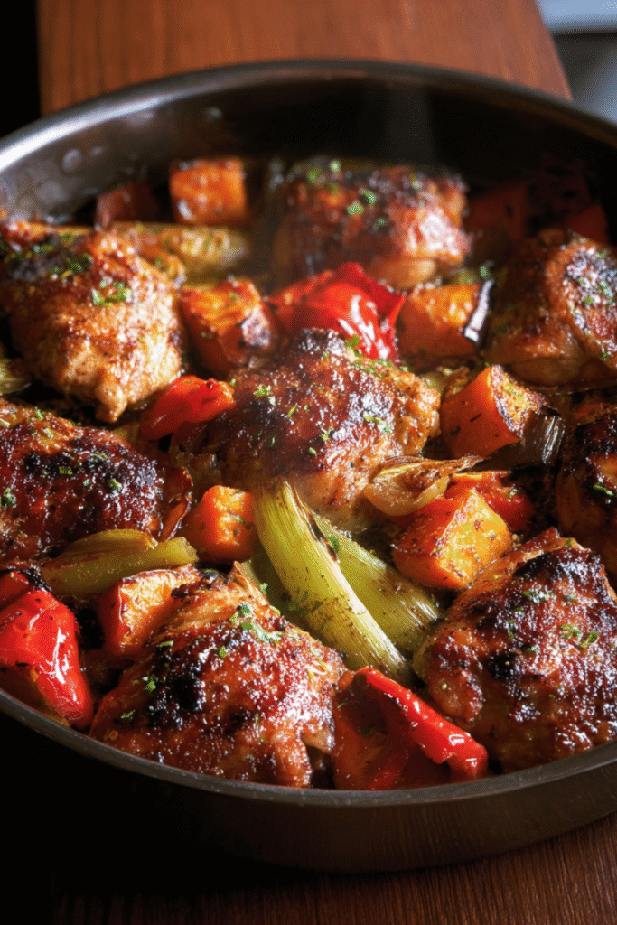 Nigella One-Pan Chicken with Apricot Harissa and Sweet Potatoes