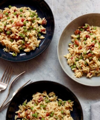 Nigella Pancetta And Peas Orzo