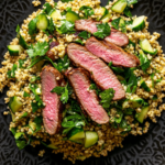 Nigella Bulgur Wheat Salad with Pink-Seared Lamb