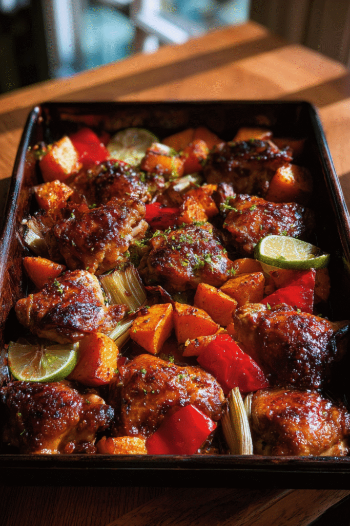 Nigella One-Pan Chicken with Apricot Harissa and Sweet Potatoes