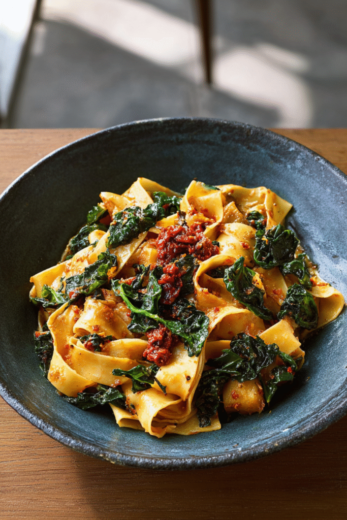 Nigella Pappardelle with Cavolo Nero and ’Nduja