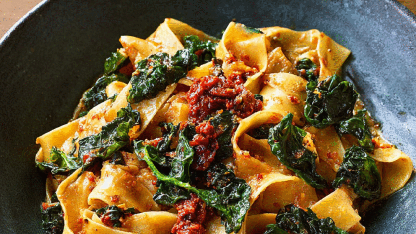 Nigella Pappardelle with Cavolo Nero and ’Nduja