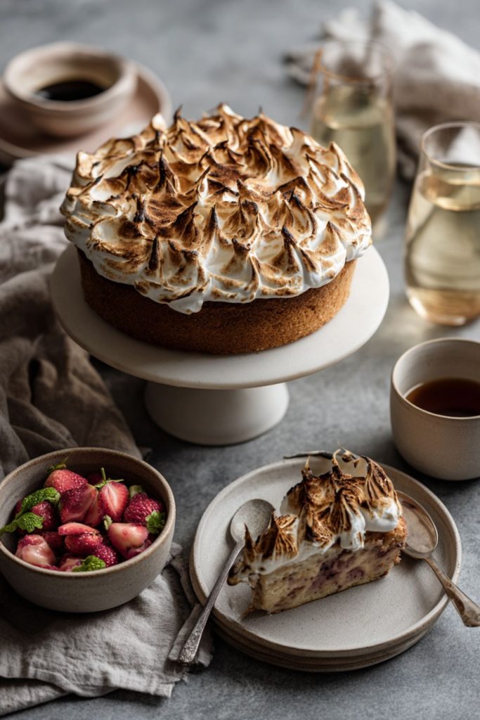 Nigella Toasted Marshmallow and Rhubarb Cake Recipe
