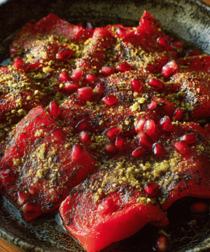 Nigella Roast Red Peppers with Pomegranate Molasses and Dukkah