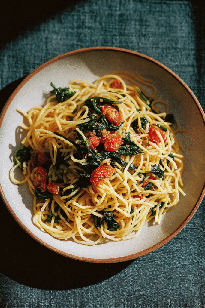 Nigella Spaghetti with Chard, Chilli and Anchovies Recipe