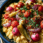 Nigella Spiced Bulgur Wheat with Roast Vegetables