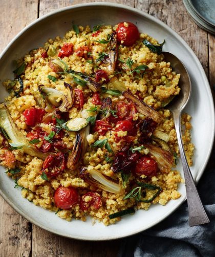 Nigella Spiced Bulgur Wheat With Roast Vegetables Recipe