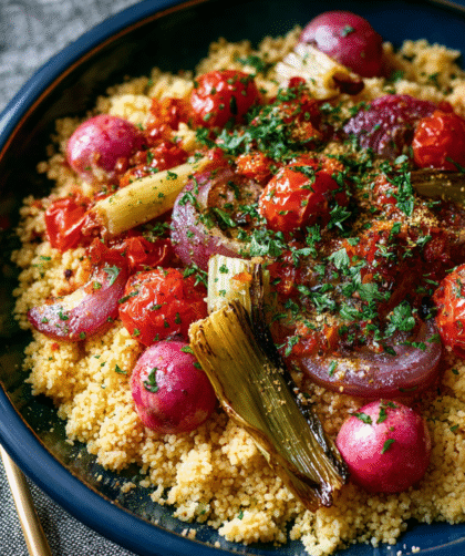 Nigella Spiced Bulgur Wheat with Roast Vegetables